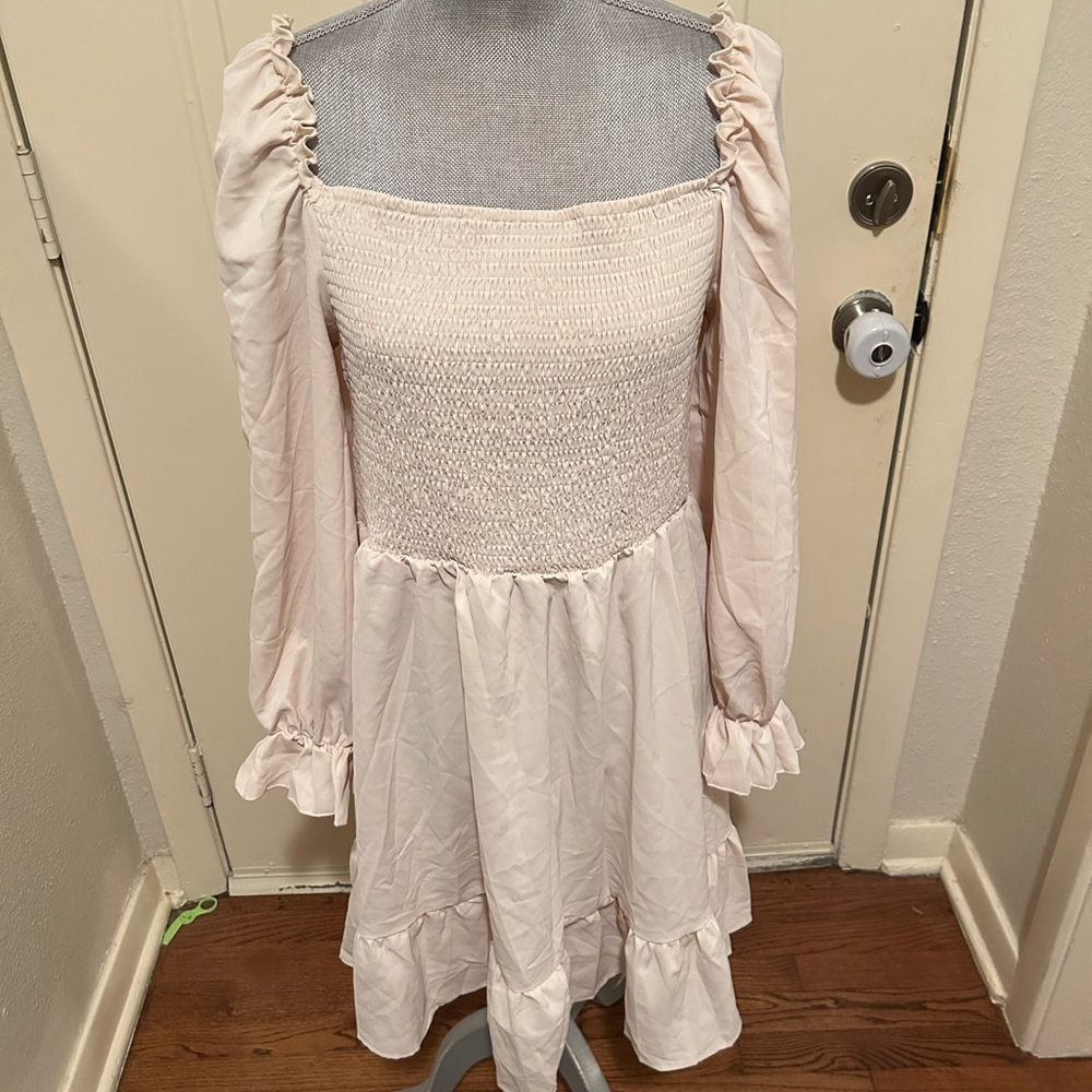 Lyaner Cream Boho Long Sleeve Dress